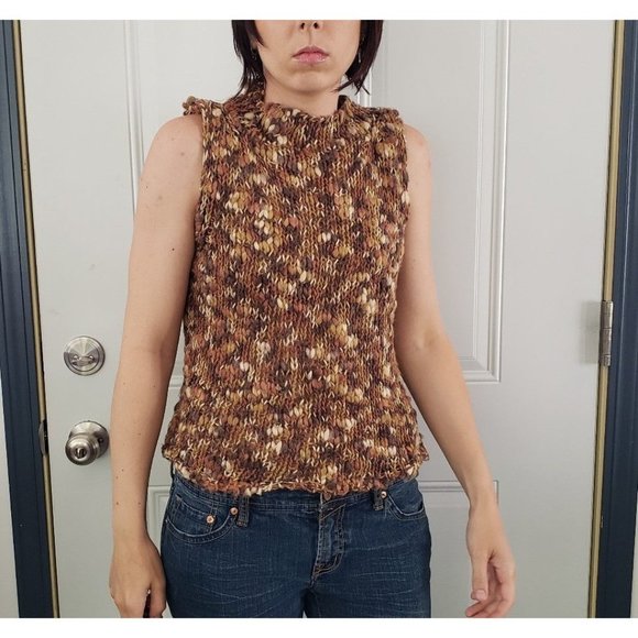 90s Does 70s Crochet Sweater Vest - Picture 1 of 4